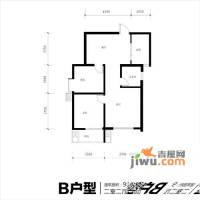 锦城2室2厅1卫90.9㎡户型图