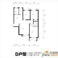 锦城3室2厅2卫129.8㎡户型图