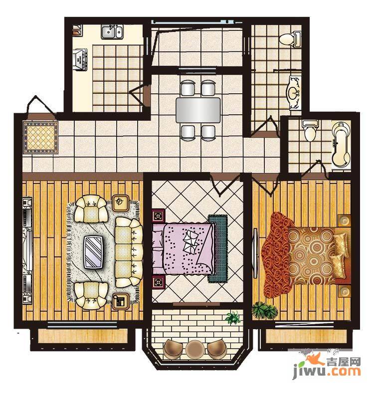 华府名邸2室2厅2卫95㎡户型图