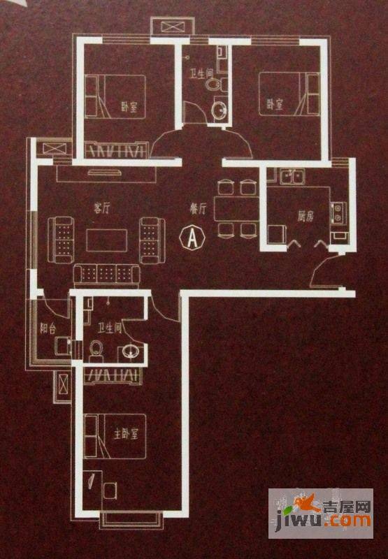 凯旋城3室2厅2卫115.3㎡户型图