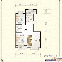 芝兰明仕二期2室2厅1卫96.1㎡户型图