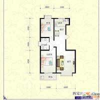 芝兰明仕二期2室2厅1卫105.4㎡户型图