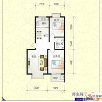 芝兰明仕二期2室2厅1卫97.3㎡户型图
