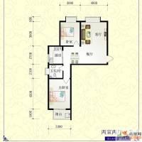 芝兰明仕二期2室2厅1卫96.8㎡户型图