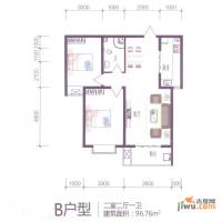 芝兰明仕二期2室2厅1卫96.8㎡户型图