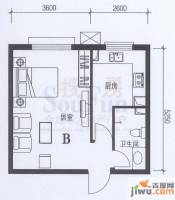 卓达太阳城1室0厅1卫43.6㎡户型图