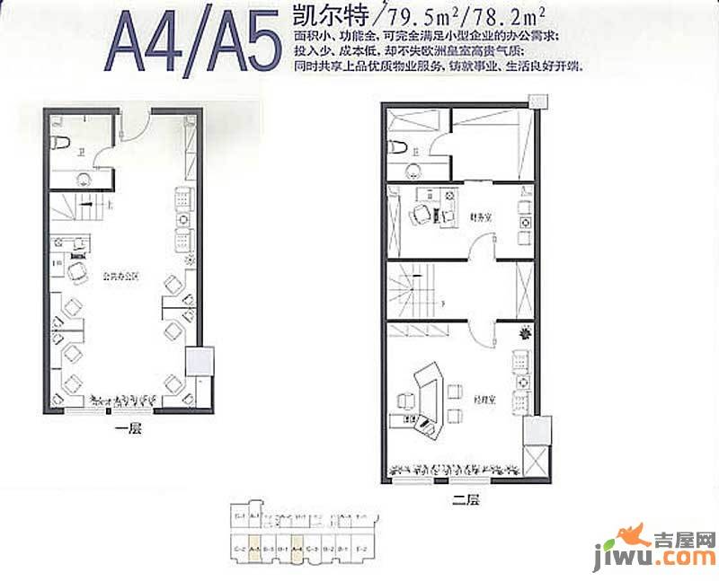 金正缔景城2室2厅2卫79.5㎡户型图