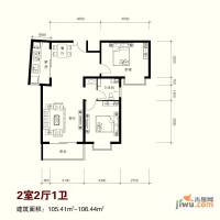 卓达星辰一号2室2厅1卫106.4㎡户型图