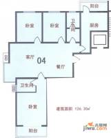 新天地自然康城三期3室2厅2卫126.3㎡户型图