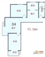 新天地自然康城三期2室2厅1卫93.6㎡户型图