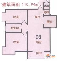 新天地自然康城三期2室2厅1卫110.9㎡户型图