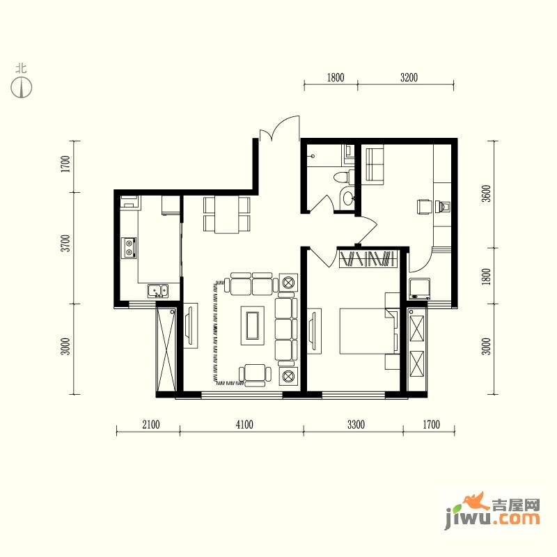 维多利亚时代2室2厅1卫94.3㎡户型图