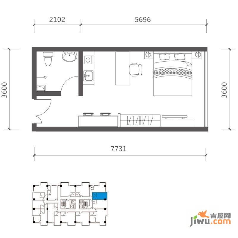 佳地佳座1室1厅1卫37.4㎡户型图