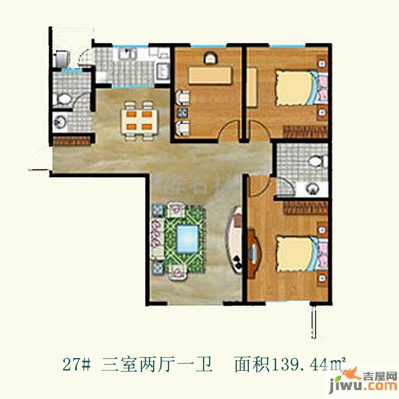 天伦锦城3室2厅1卫139.4㎡户型图