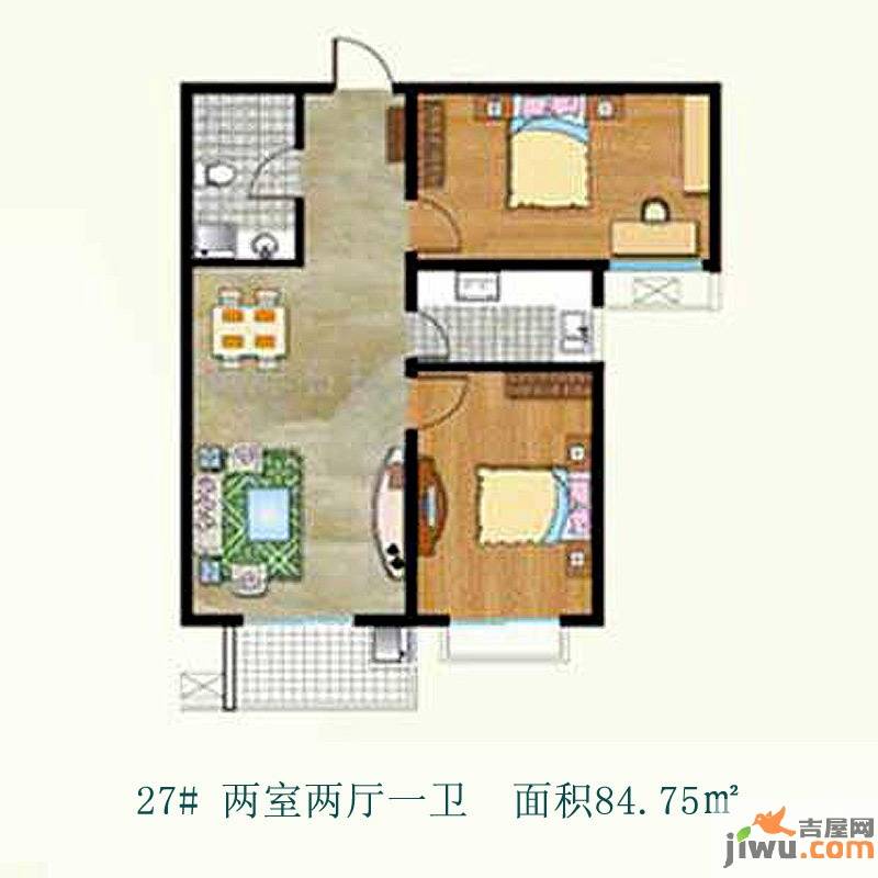 天伦锦城2室2厅1卫84.8㎡户型图