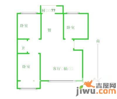 东湖湾3室2厅1卫118㎡户型图