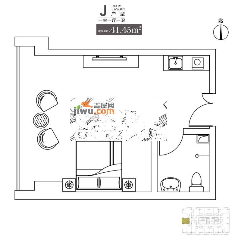 佳地佳座1室1厅1卫41.5㎡户型图