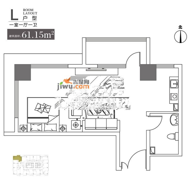 佳地佳座1室1厅1卫61.1㎡户型图