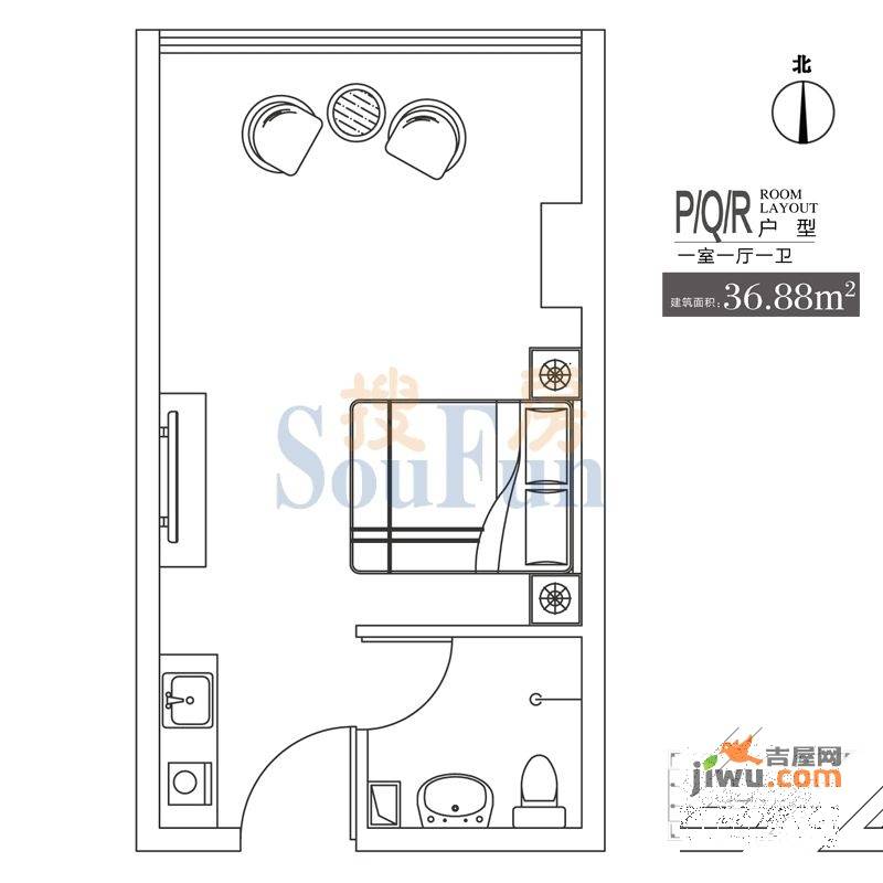 佳地佳座1室1厅1卫36.9㎡户型图