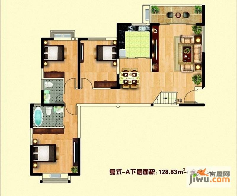 海城花苑3室2厅2卫130㎡户型图