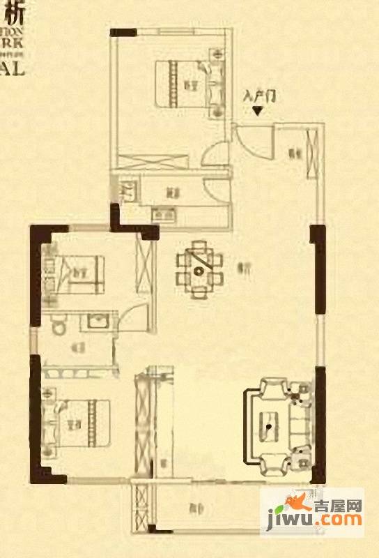 百捷中央领地3室2厅1卫101㎡户型图