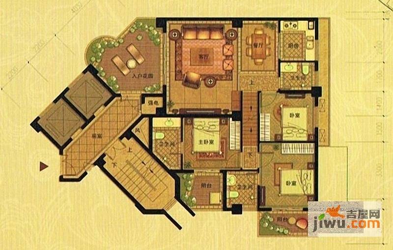 鑫源花园城3室2厅3卫133㎡户型图