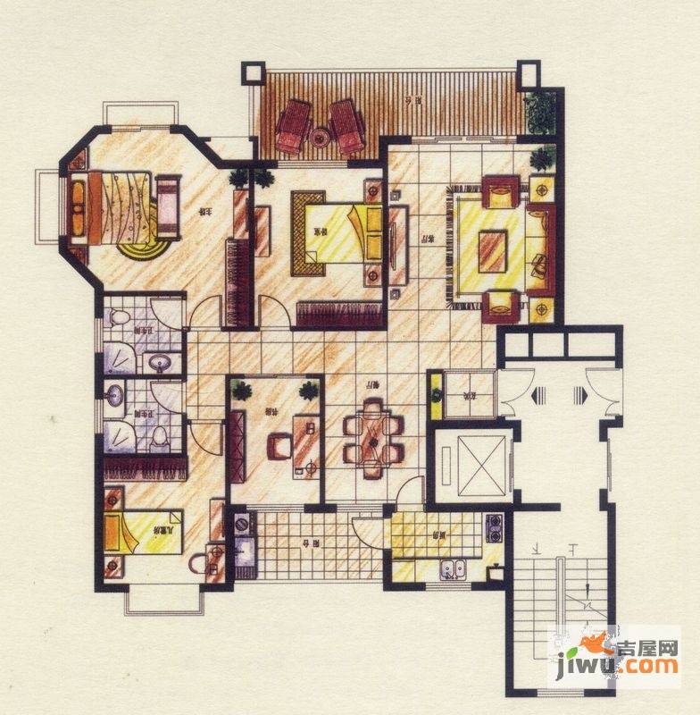 百宏丽璟天成4室2厅3卫148㎡户型图