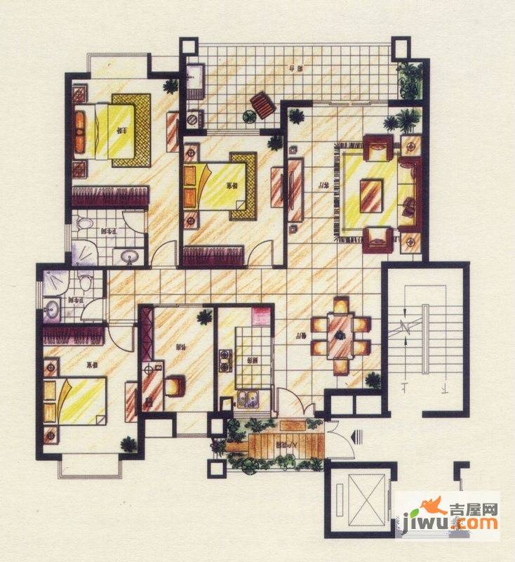 百宏丽璟天成4室2厅3卫148㎡户型图