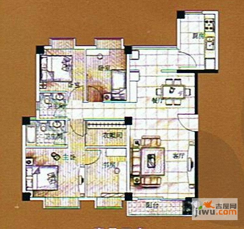 香江美域4室2厅2卫124.4㎡户型图