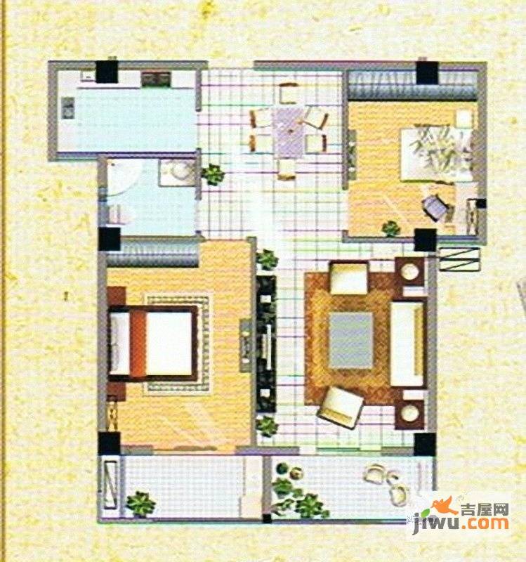 豪景花苑5室2厅1卫86.4㎡户型图