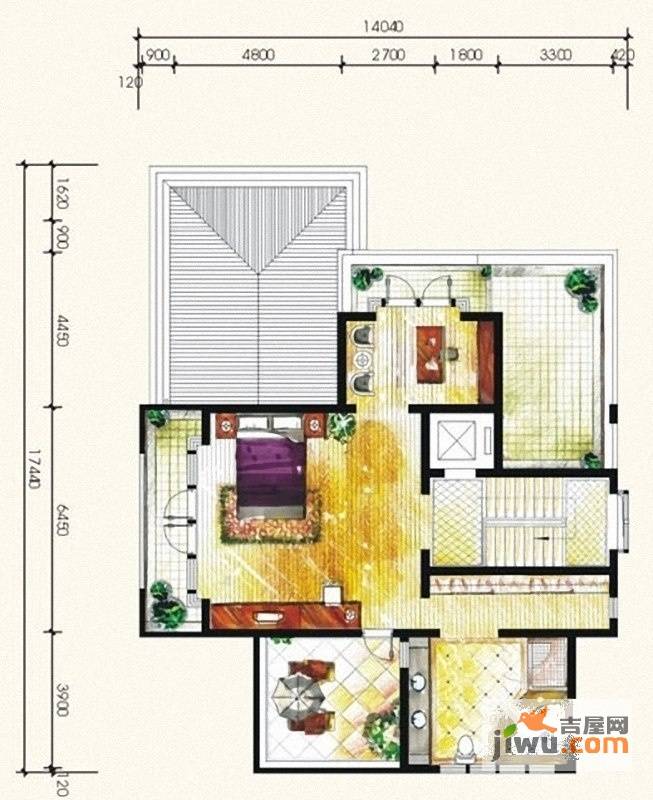 泉州奥林匹克花园1室1厅1卫97㎡户型图