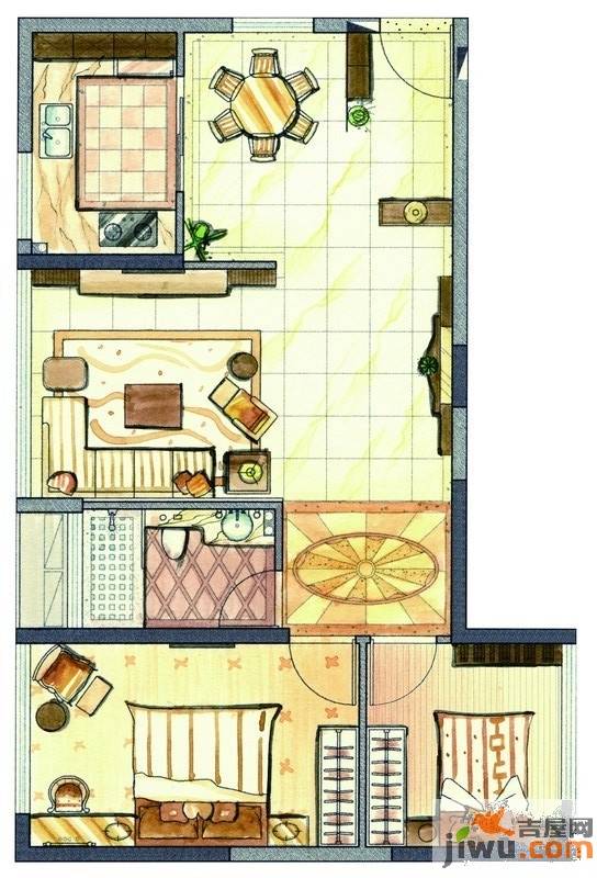 新加坡城2室2厅1卫70㎡户型图