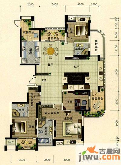 金色水岸4室2厅3卫178㎡户型图