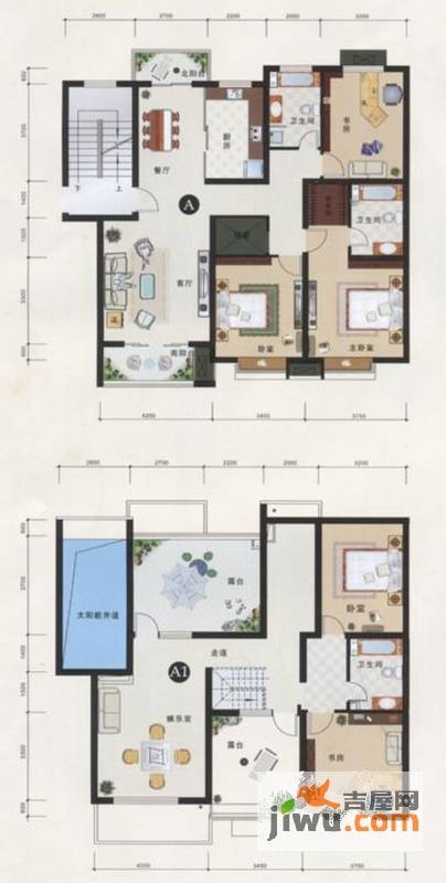 阳光华庭5室3厅3卫户型图