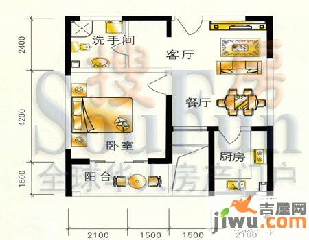 益泉世纪城1室2厅1卫71㎡户型图