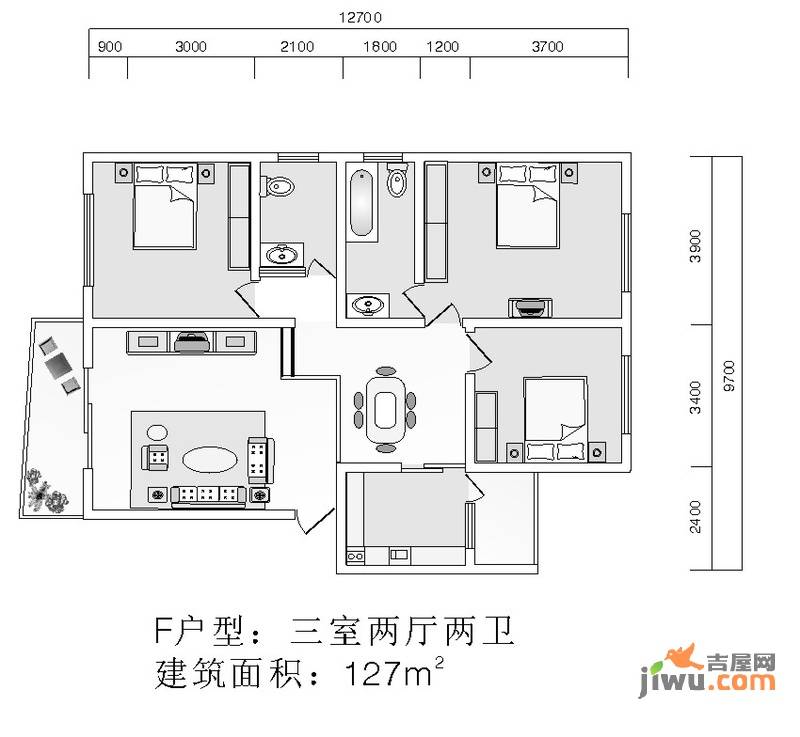 正鼎兴福锦园3室2厅2卫户型图