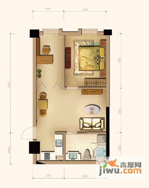 镜湖星城大厦1室1厅1卫86㎡户型图