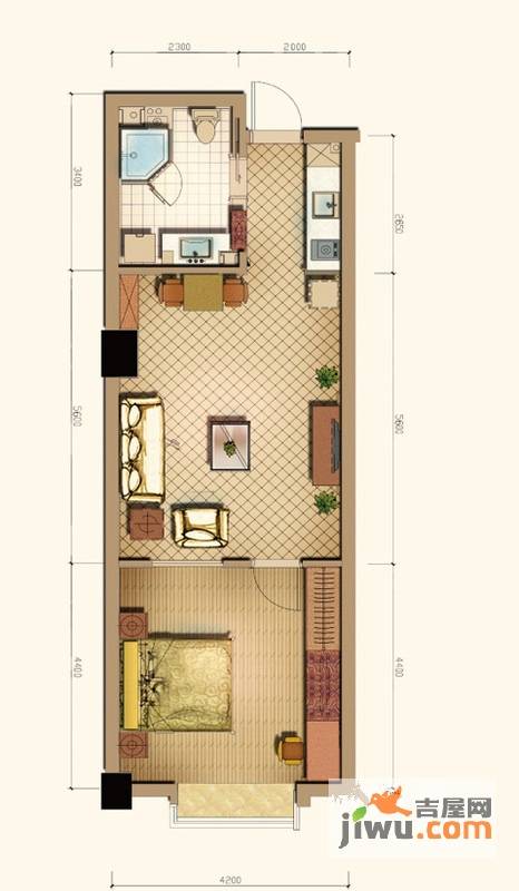 镜湖星城大厦1室1厅1卫76㎡户型图