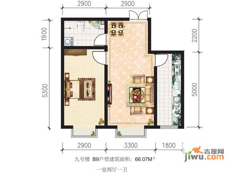 蓝山公馆普通住宅66.1㎡户型图