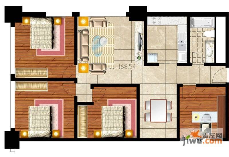 浦东新座4室2厅2卫168.5㎡户型图