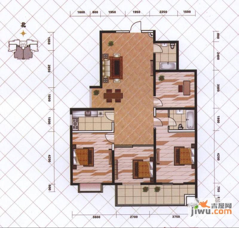 广建嘉园3室2厅2卫147㎡户型图