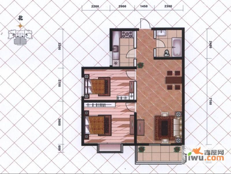 广建嘉园2室2厅1卫103㎡户型图