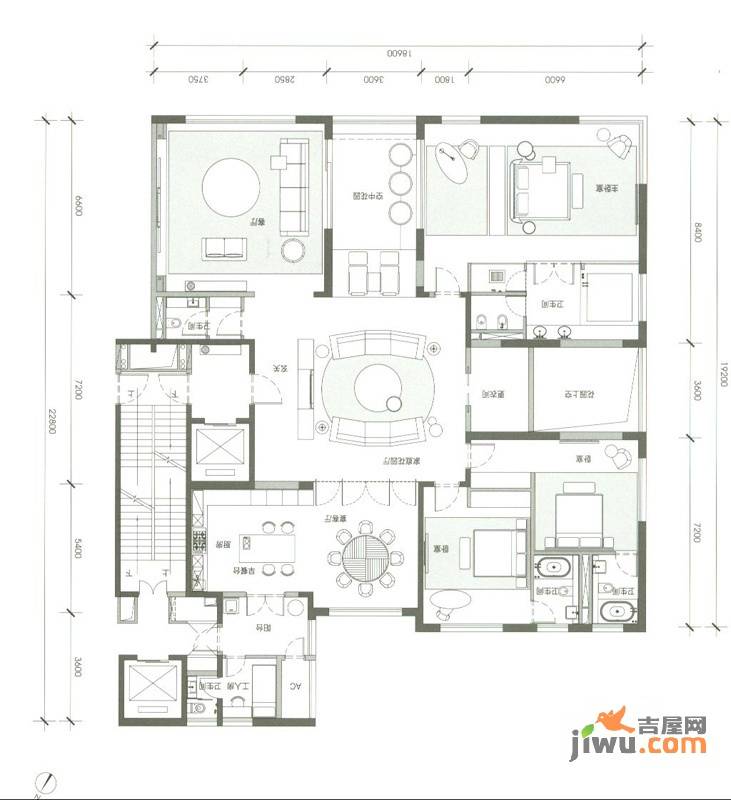 摩天石4室3厅5卫390㎡户型图