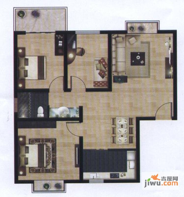 荣泰花园3室2厅1卫94.4㎡户型图