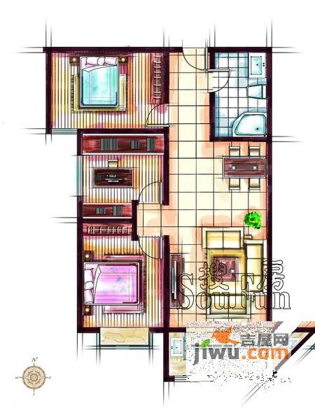 迎泽熙园3室2厅1卫户型图