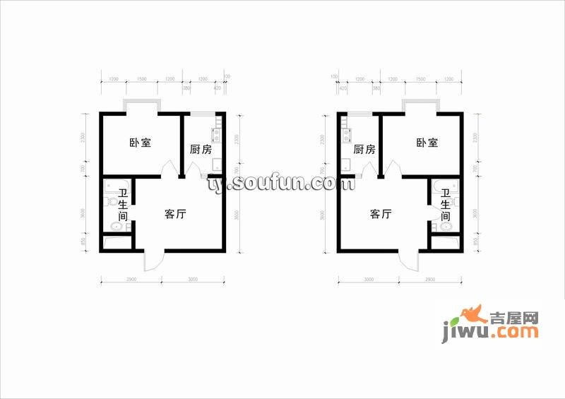 祥和名邸1室1厅1卫47.4㎡户型图