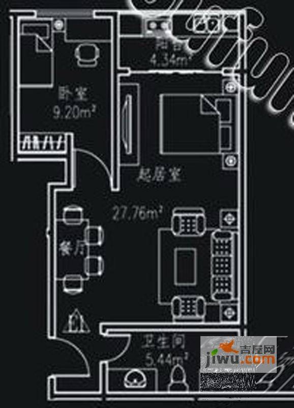 君怡创新城2室2厅1卫61.9㎡户型图