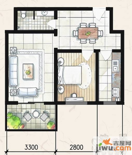 7080国际青年城普通住宅69.8㎡户型图