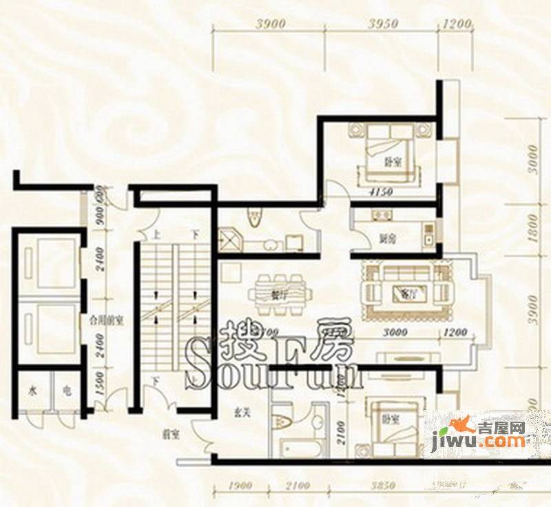 鸿昇龙潭公馆2室2厅2卫户型图