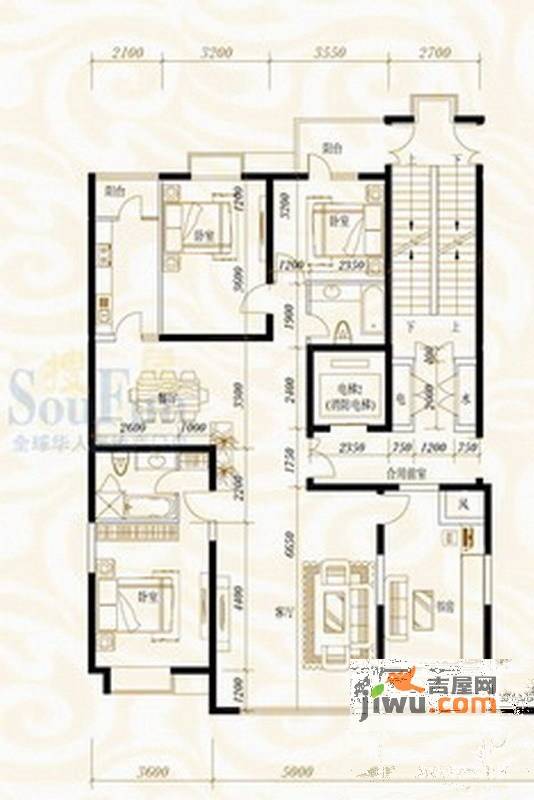 鸿昇龙潭公馆4室2厅2卫181.2㎡户型图